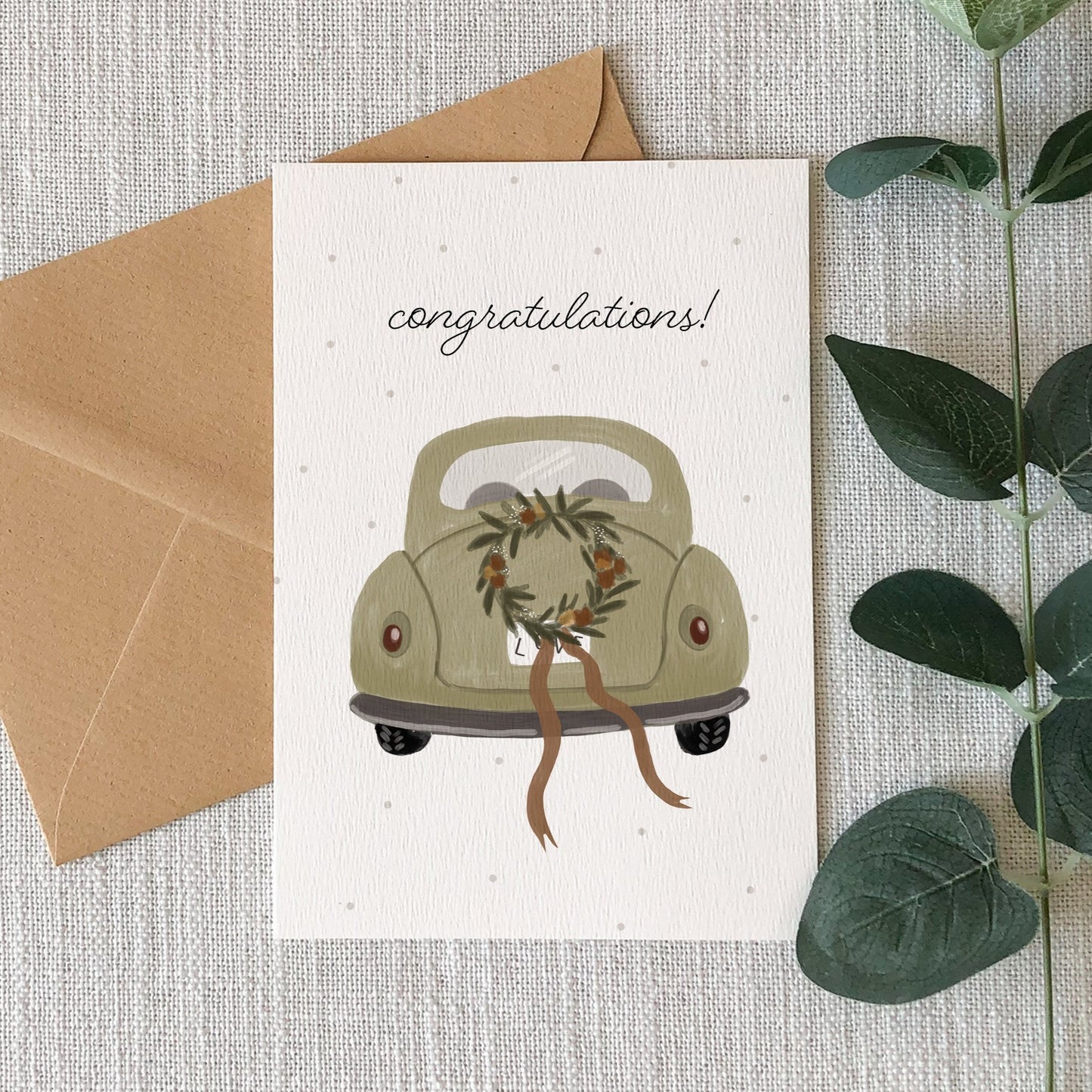Wedding Car Congratulations Greeting Card