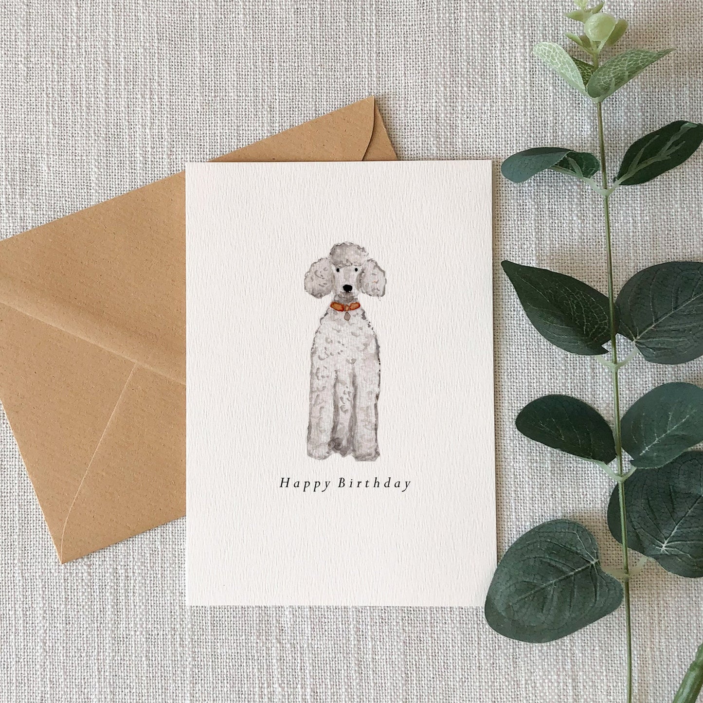 White Poodle Birthday Card