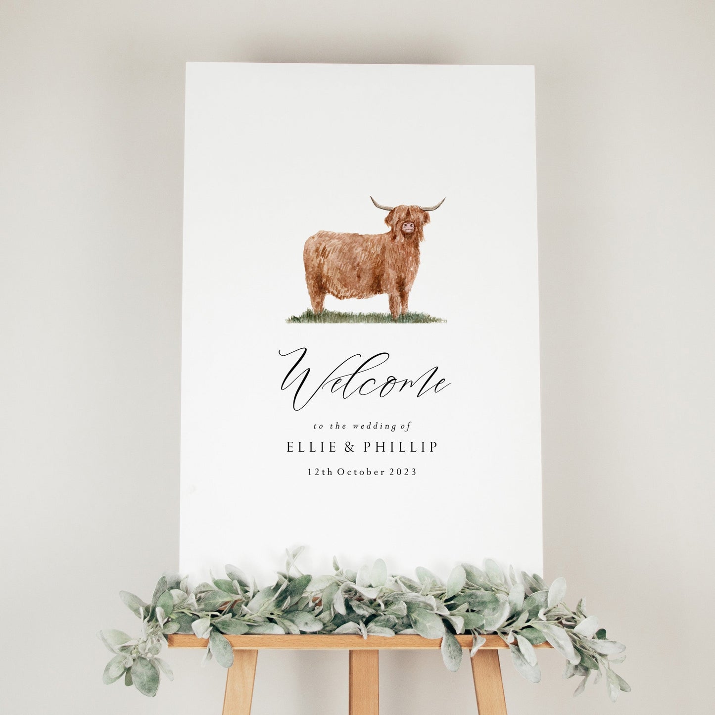 Highland Cow Wedding Welcome Sign