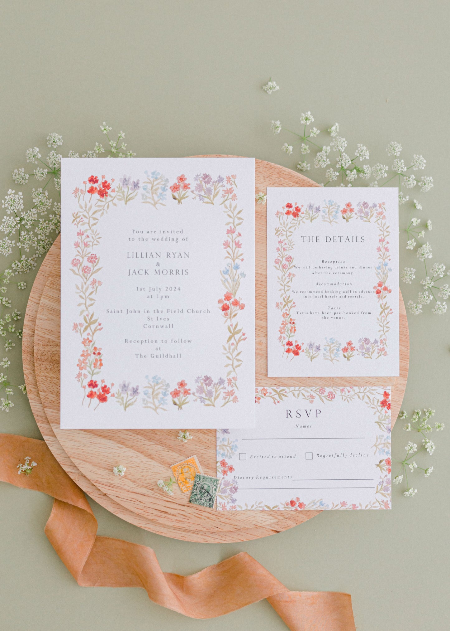 Wildflower Garden Wedding Invitation Suite