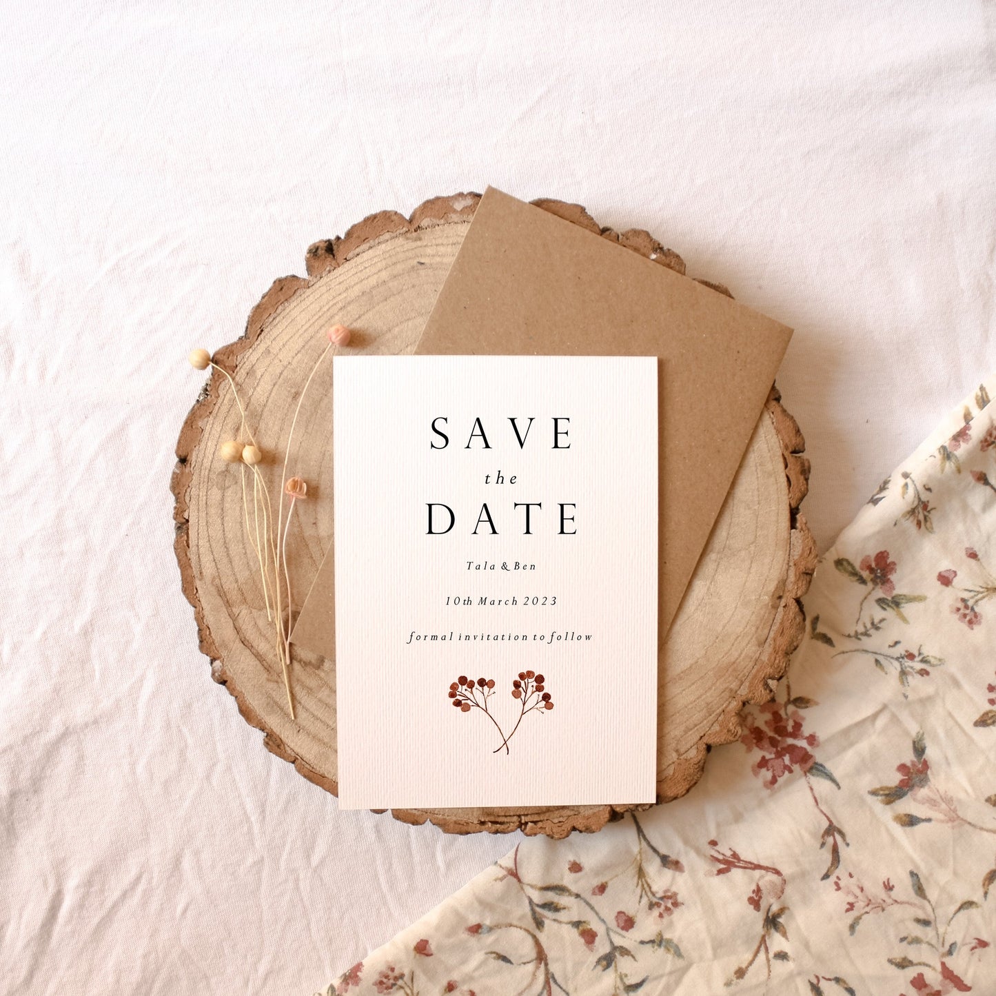 Minimal Autumn Branch Wedding Save the Date