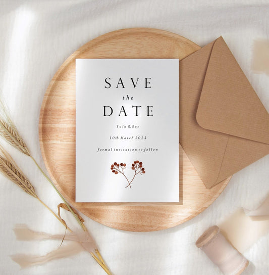 Minimal Autumn Branch Wedding Save the Date