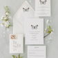 White Butterfly Minimal Wedding Invitation