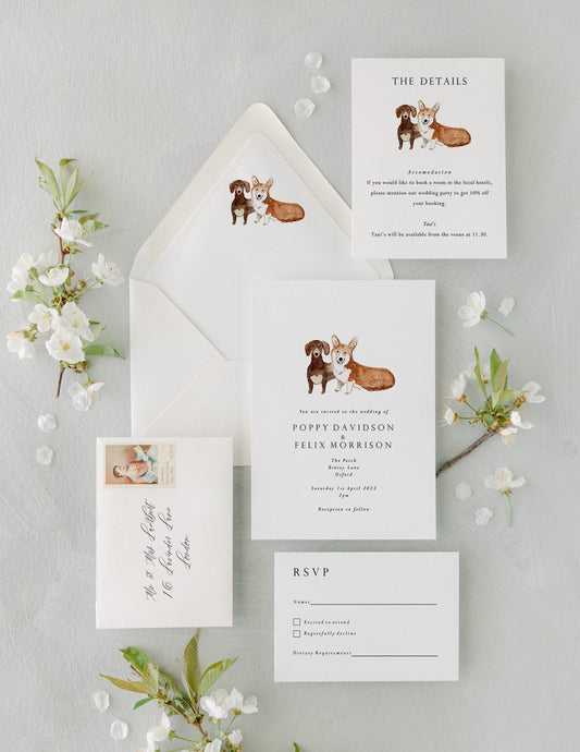 Watercolour Dog Wedding Invitations