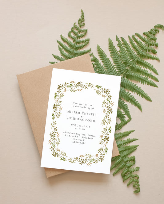 Greenery Border Wedding Invitation Suite