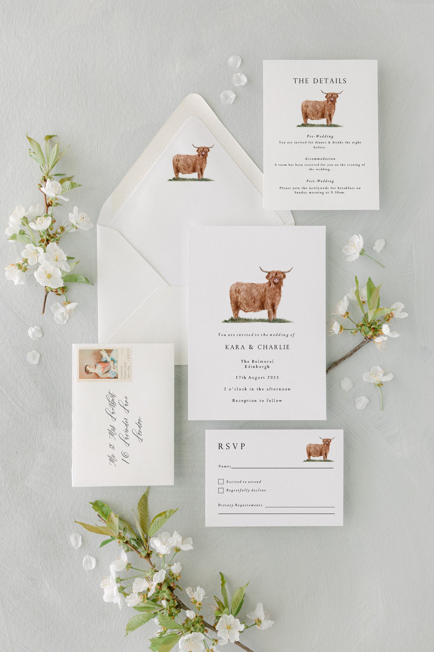 Highland Cow Scottish Wedding Invitation