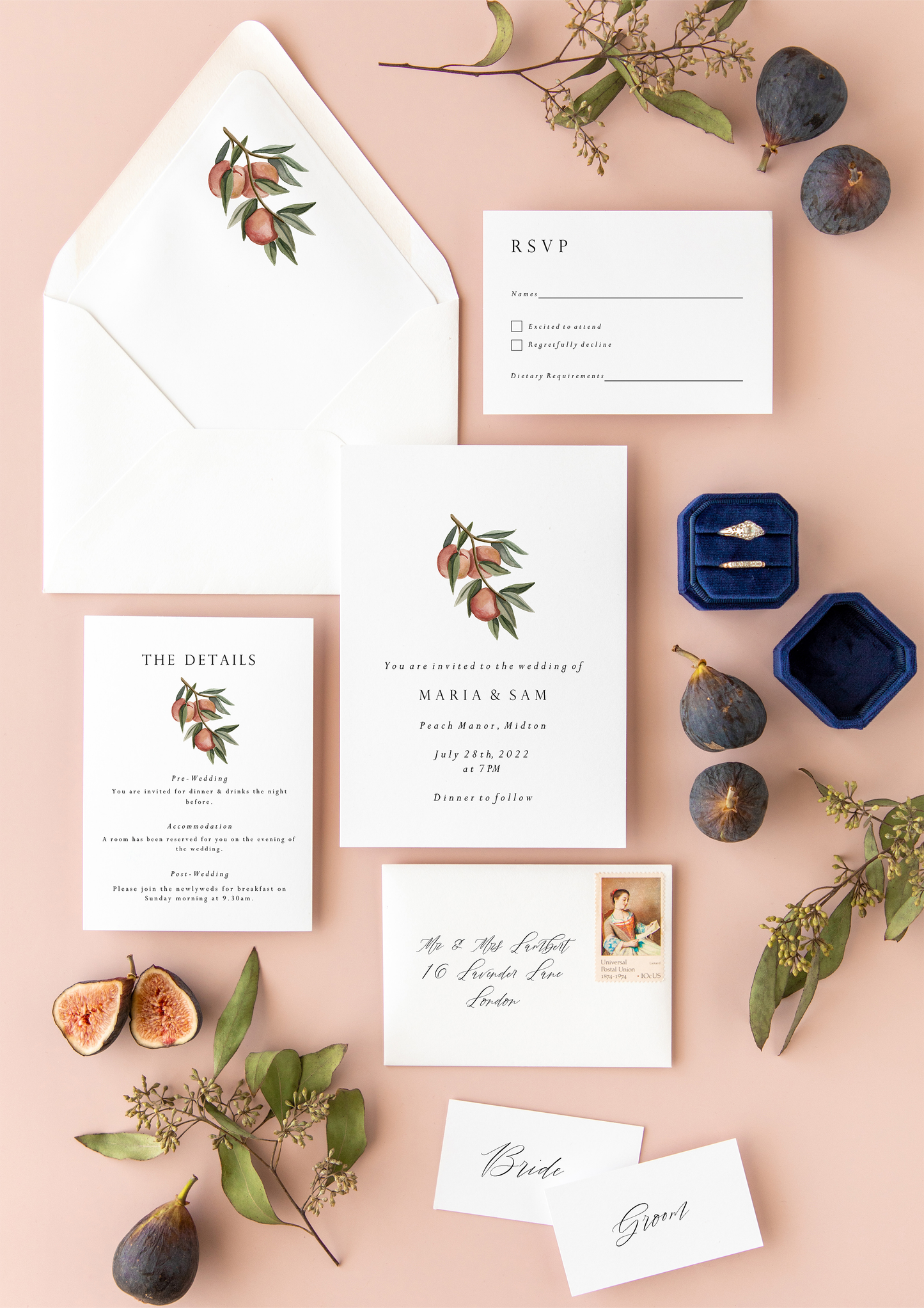 Peach Fruit Wedding Invitation