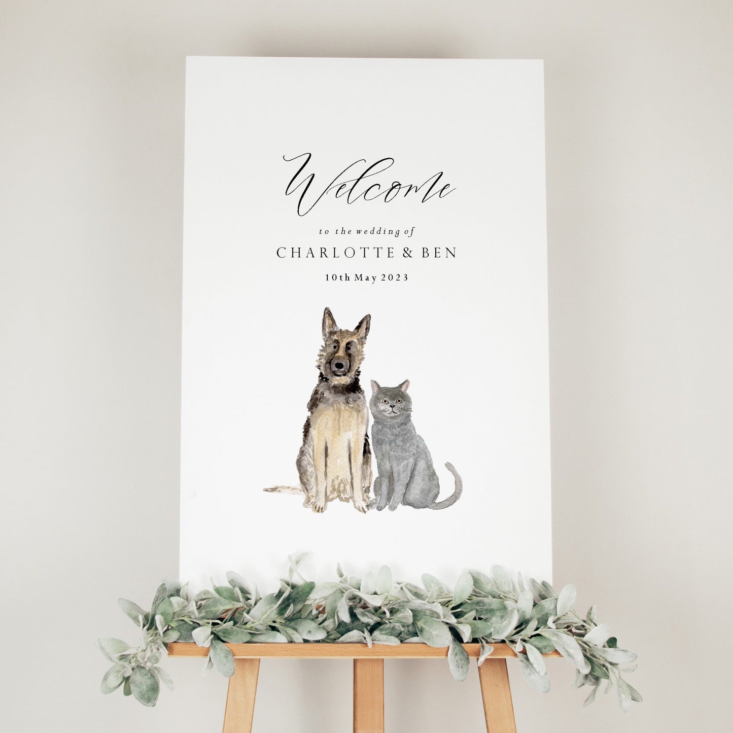 Custom Pet Portrait Wedding Welcome Sign