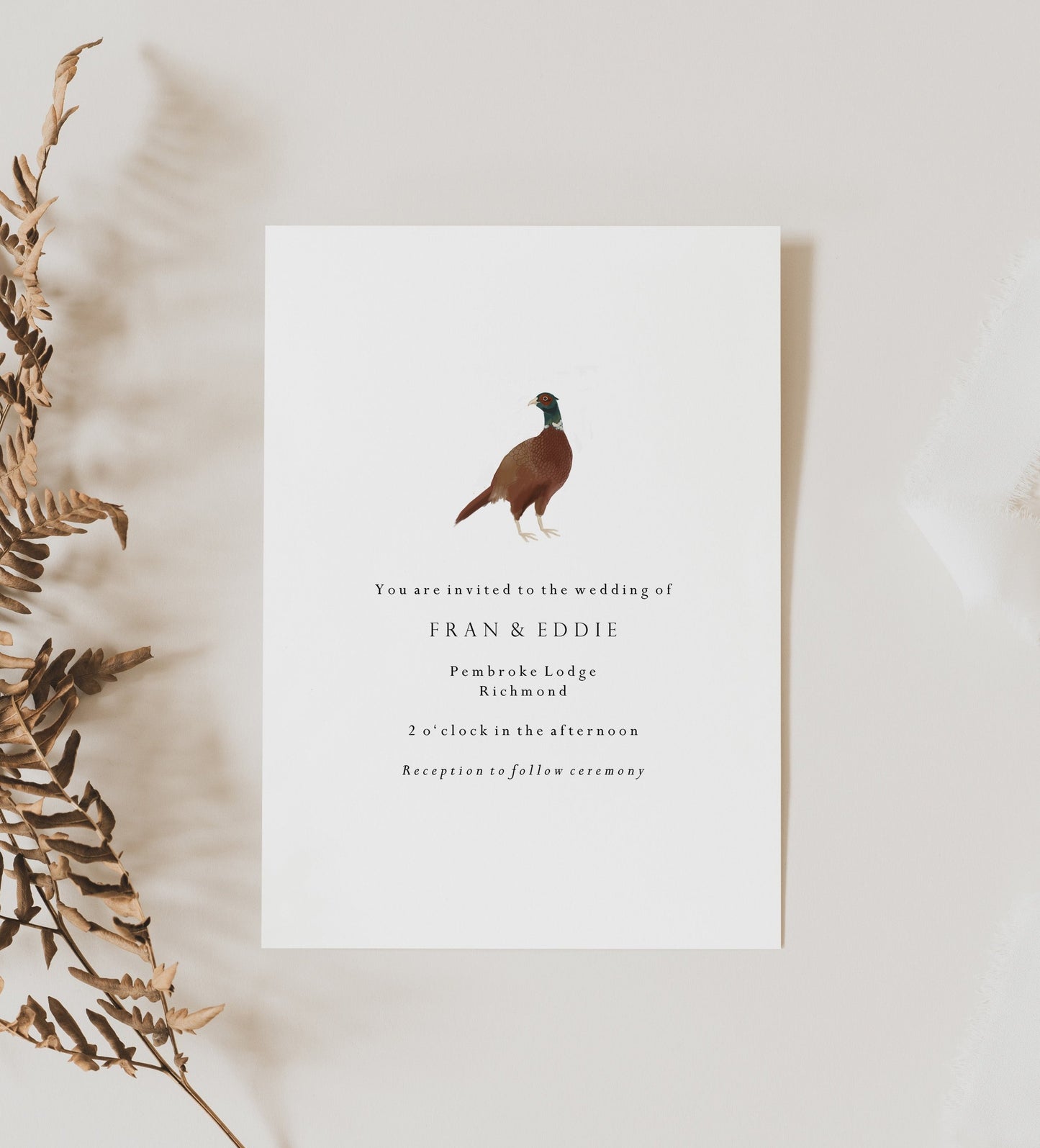 Pheasant Wedding Invitation
