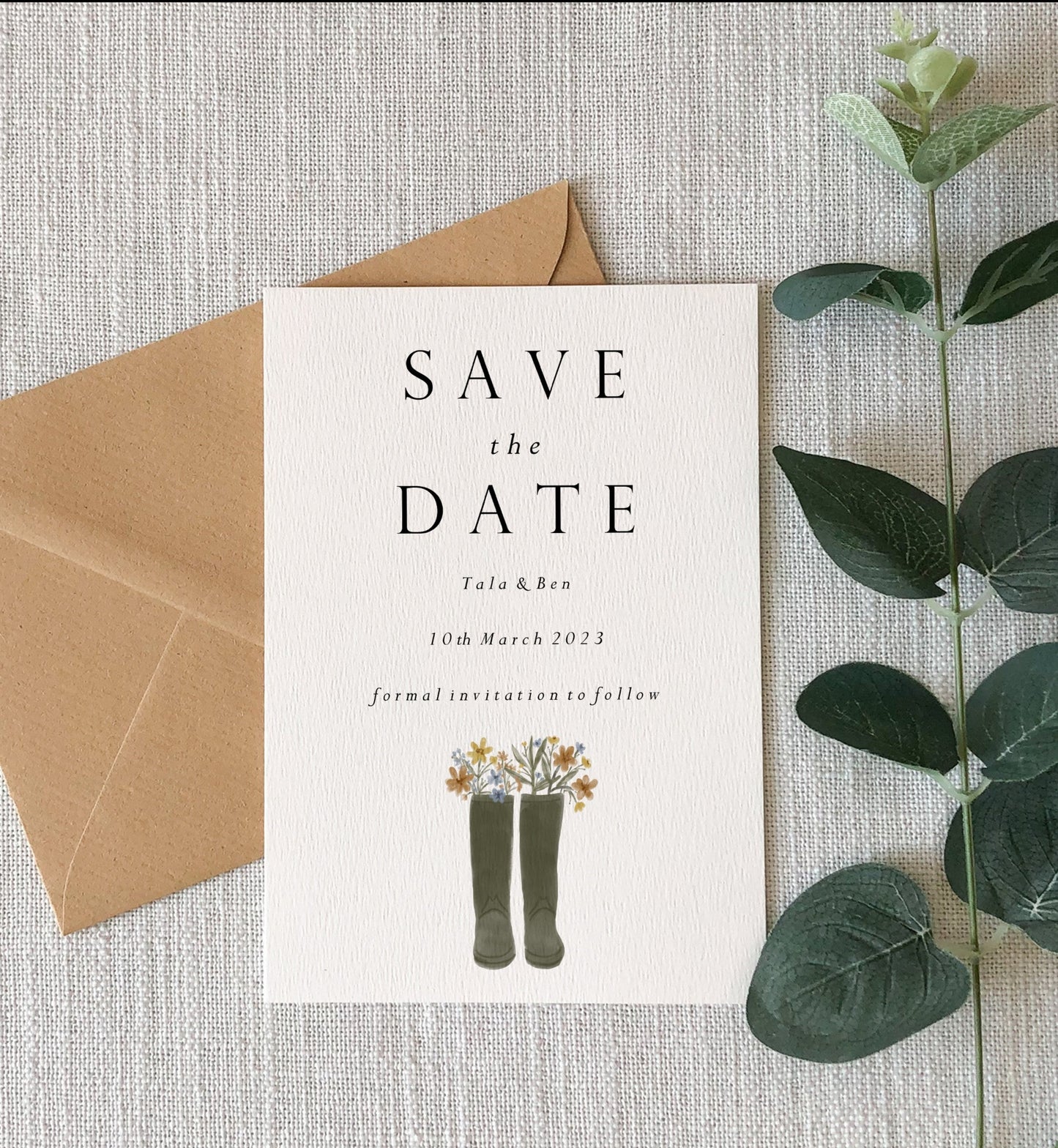 Welly Boot with Flowers Save the Date