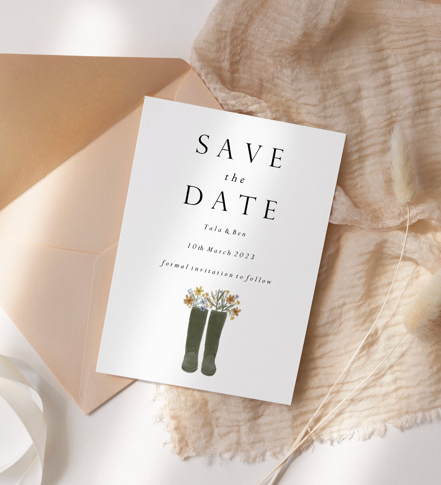 Welly Boot with Flowers Save the Date