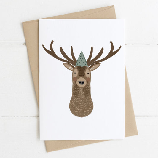 Deer in Party Hat Card
