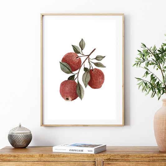 Red Apple Watercolour Art Print