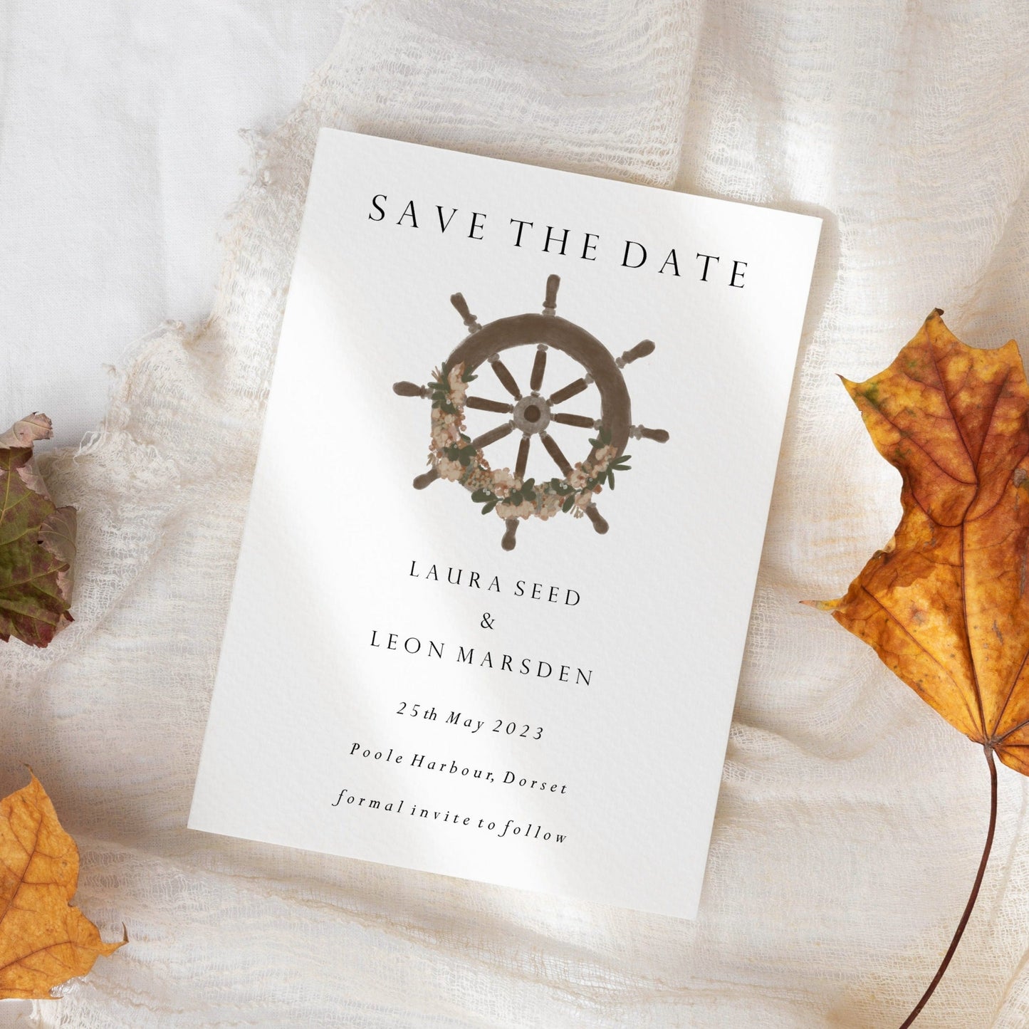 Nautical Boat Wheel Save the Date