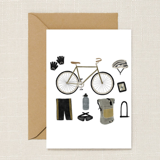 Cycling Essentials Illustrated Greeting Card