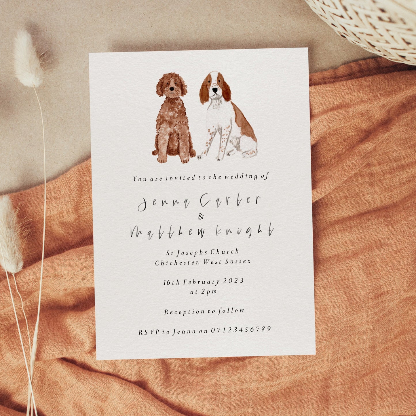 Watercolour Dog Wedding Invitations