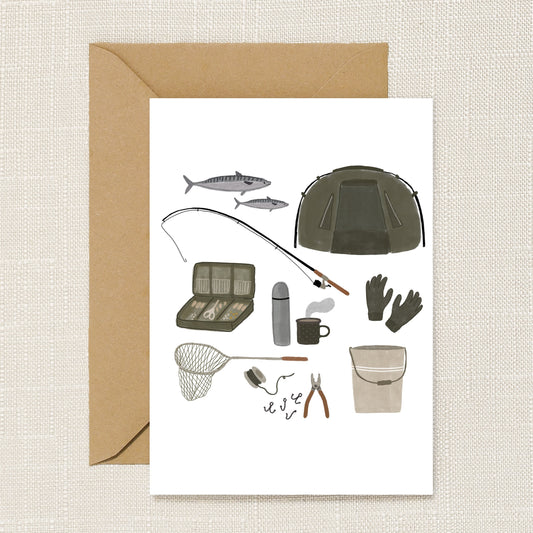 Fishing Essentials Illustrated Greeting Card