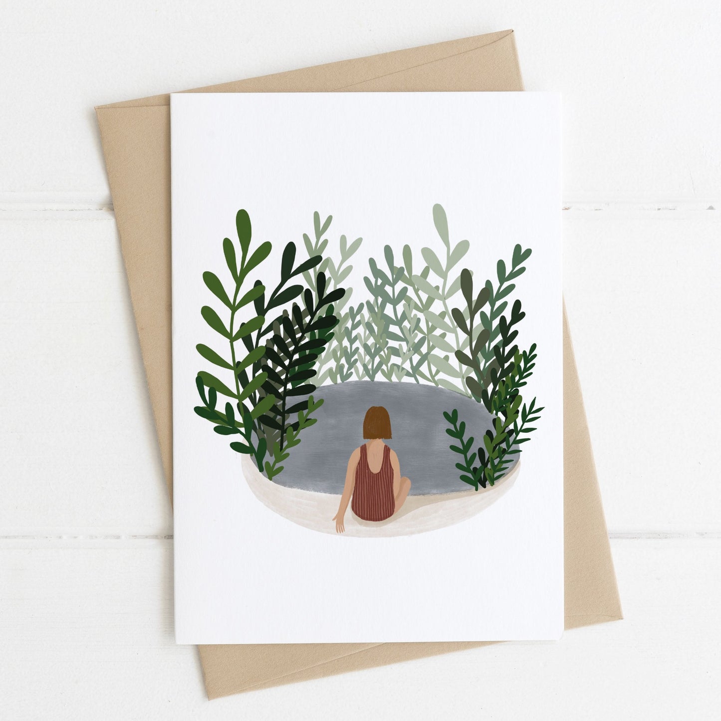 Wild Swimming Pond Illustrated Greeting Card