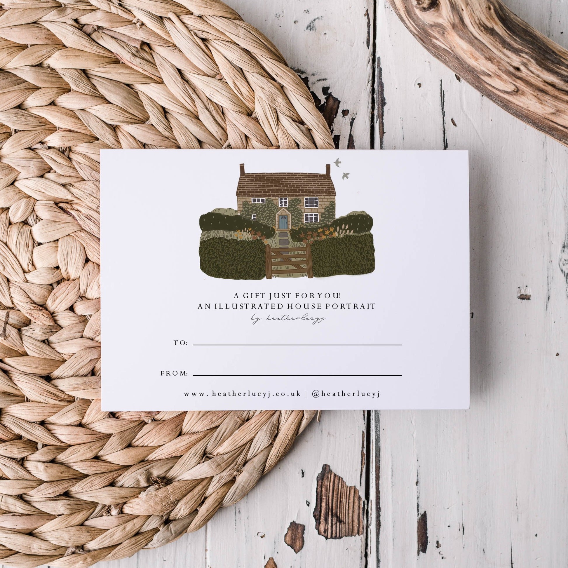 Custom House Portrait Gift Card to gift an entirely custom personalised artwork by heatherlucyj