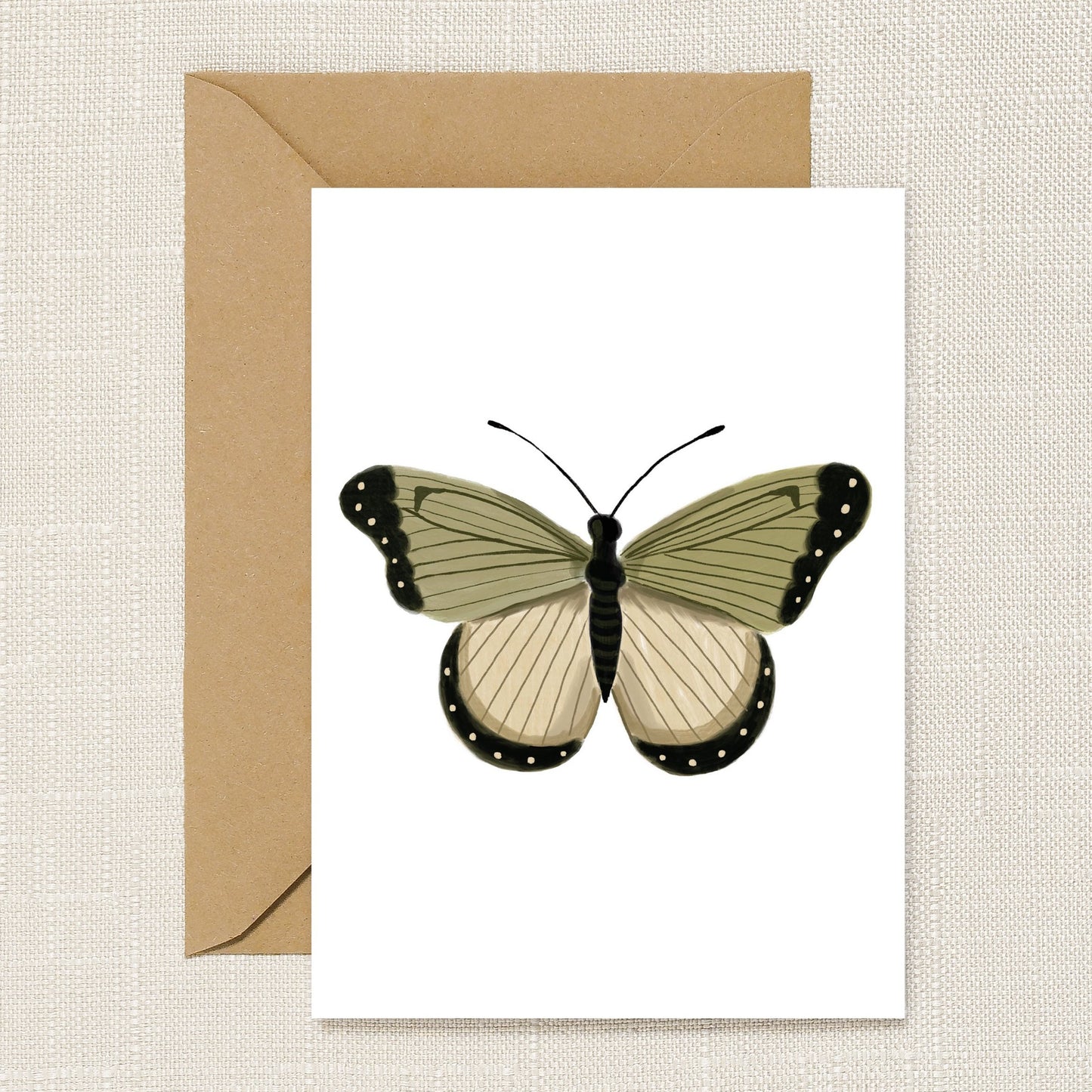 Green & White Butterfly Card