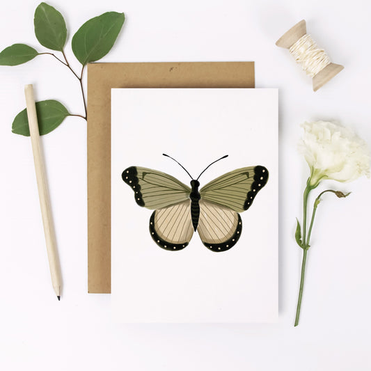 Green & White Butterfly Card