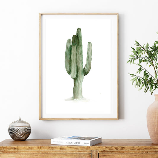 Green Cactus Watercolour Art Print