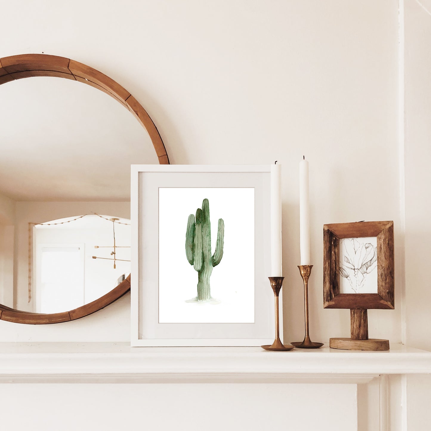 Green Cactus Watercolour Art Print