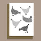 Grey Chickens Greeting Card