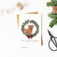 Highland Cow in Wreath Christmas Card