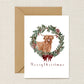 Highland Cow in Wreath Christmas Card