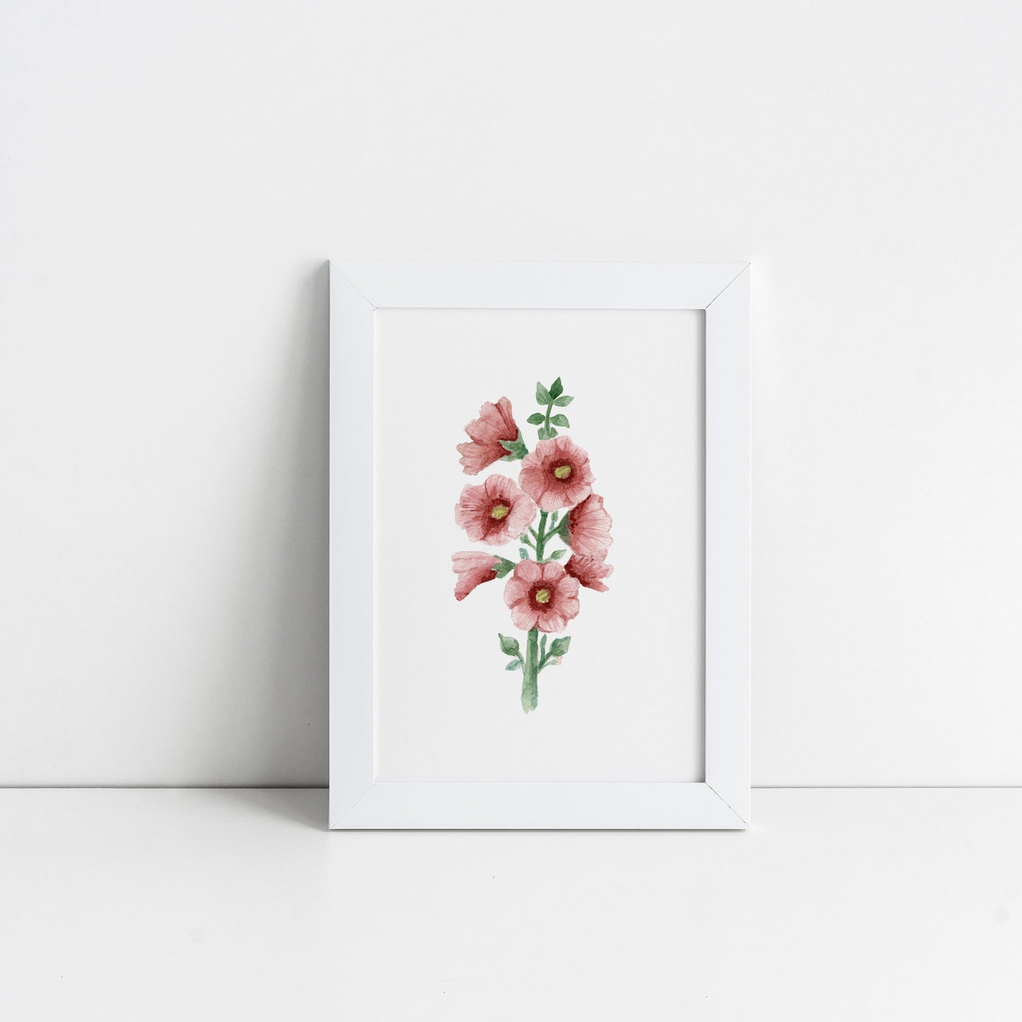 Watercolour Hollyhocks Art Print