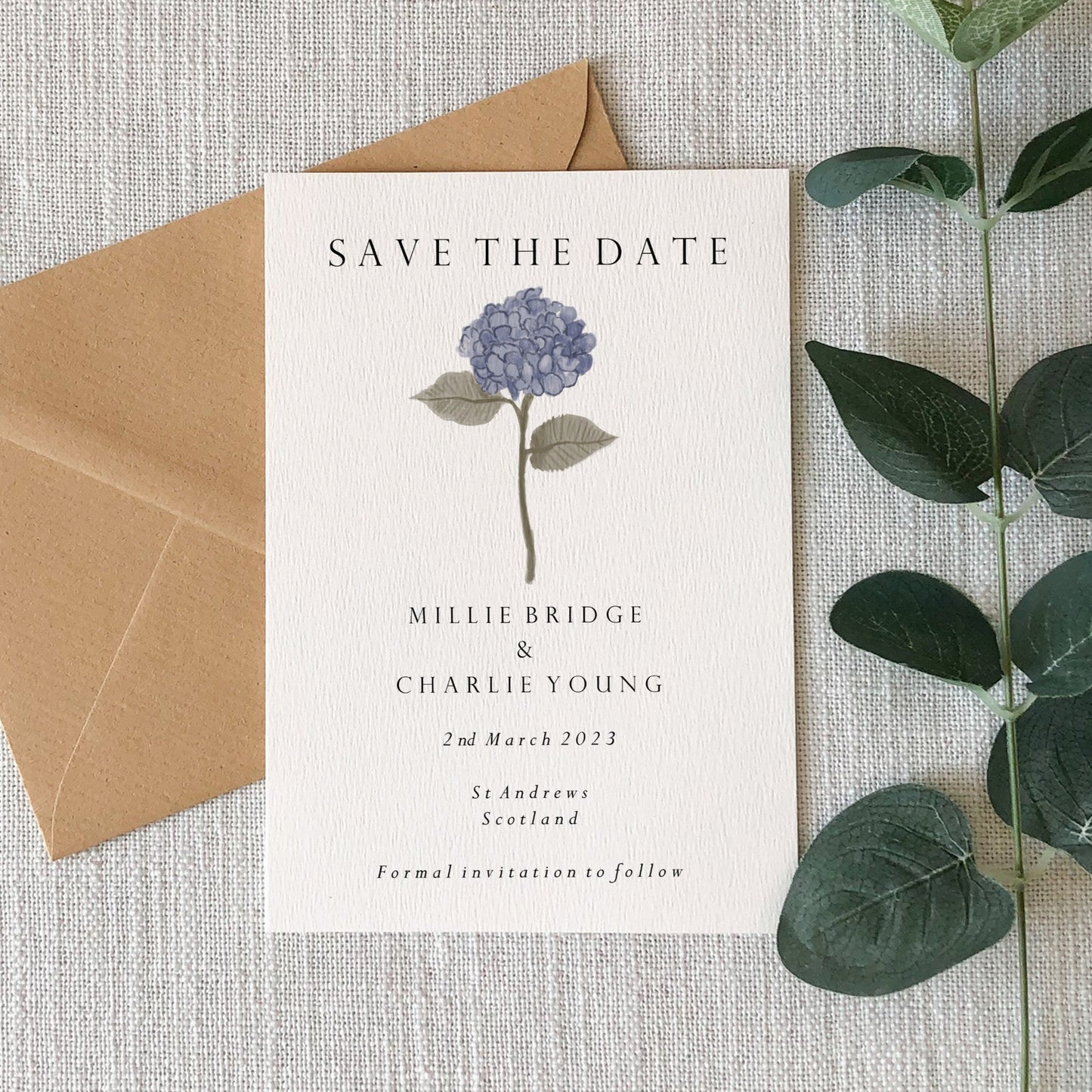 Blue Hydrangea Wedding Save the Date