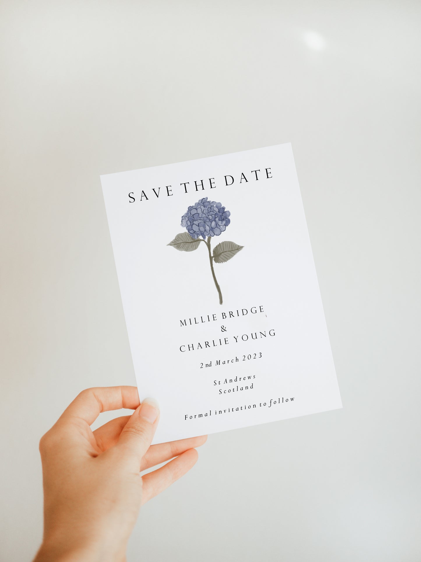 Blue Hydrangea Wedding Save the Date