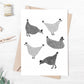 Grey Chickens Greeting Card