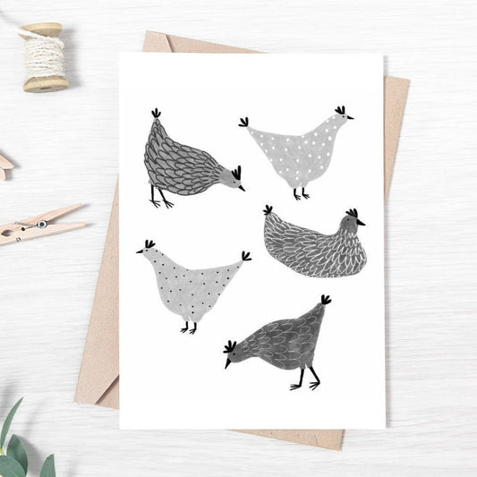 Grey Chickens Greeting Card