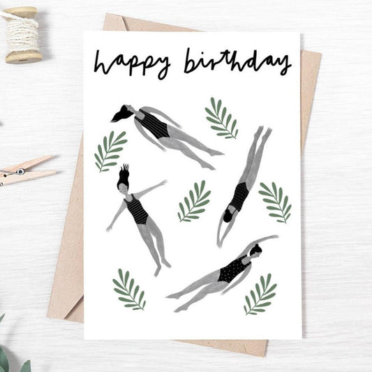 Happy Birthday Wild Swimming Greeting Card