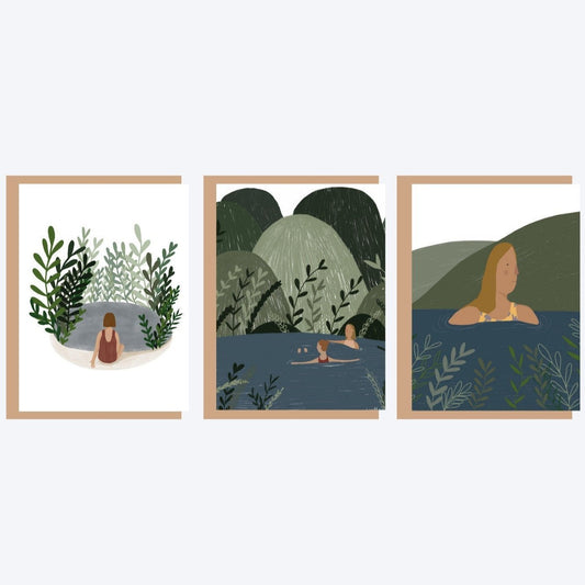 Pack of 3 Wild Swimming Greeting Cards