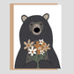 Bear with Bunch of Flowers Greeting Card