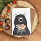 Bear with Bunch of Flowers Greeting Card