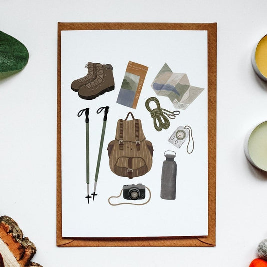 Hiking Illustrated Greeting Card