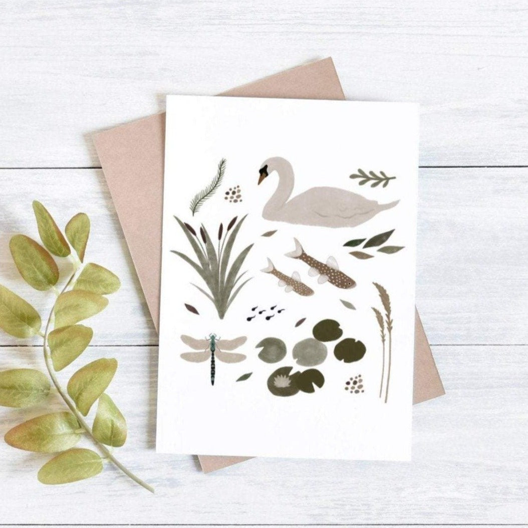 Pond Life Illustrated Greeting Card