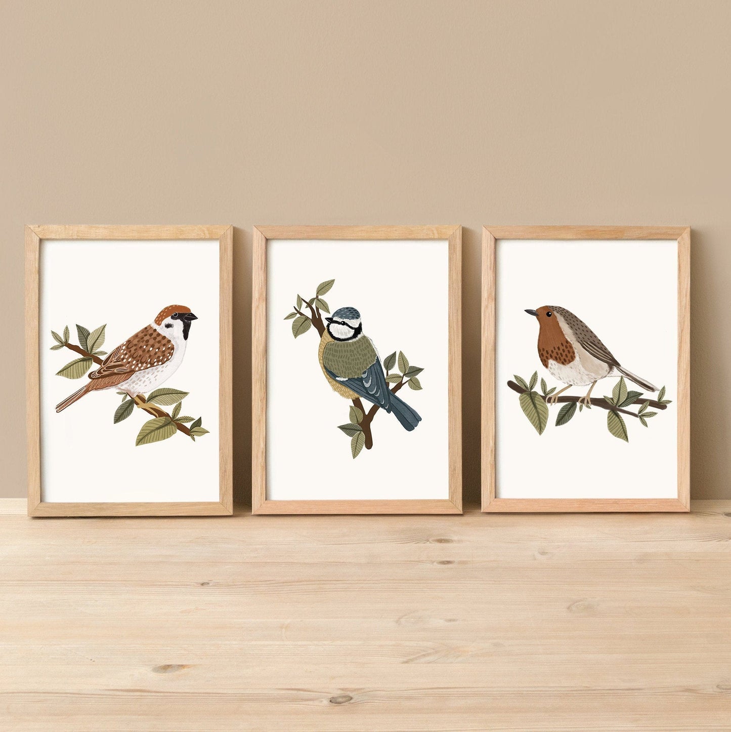 Set of 3 Garden Bird Art Prints