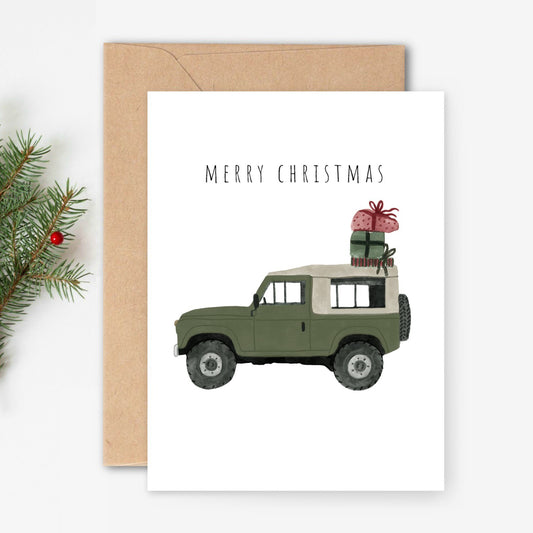 Green 4x4 Christmas Card