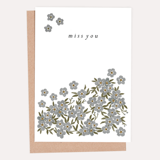 Miss You Floral Forget-Me-Nots Greeting Card