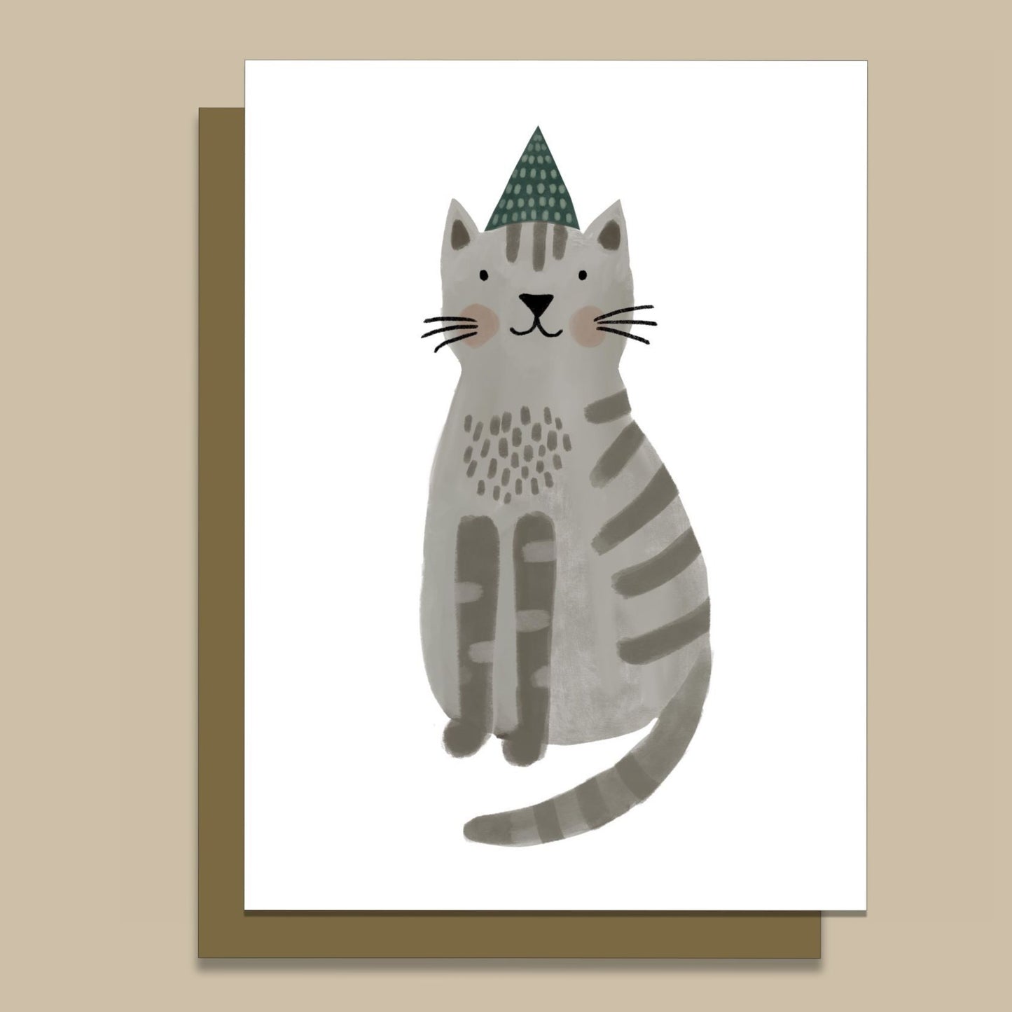 Cat in Party Hat Greeting Card