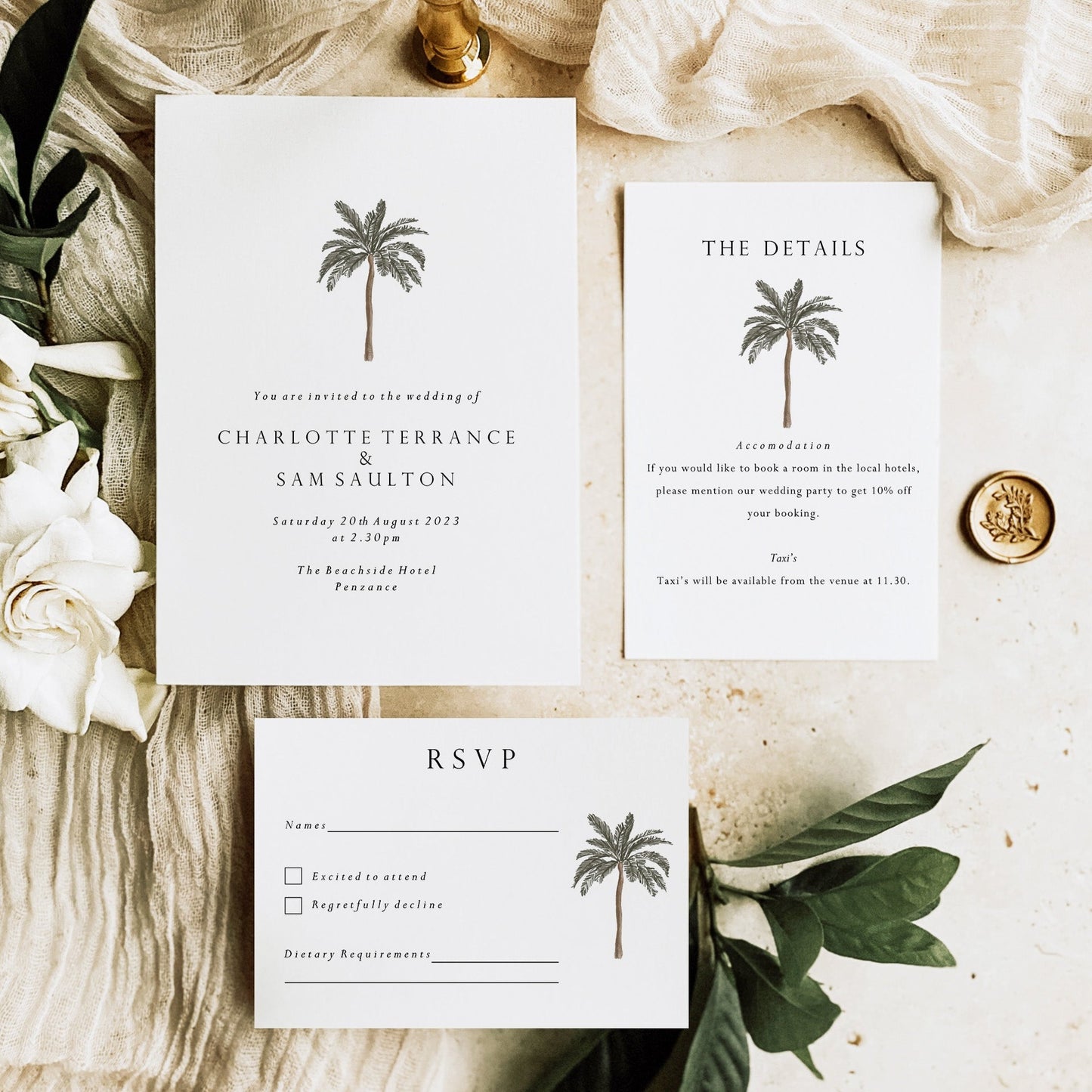 Palm Tree Invitation Suite