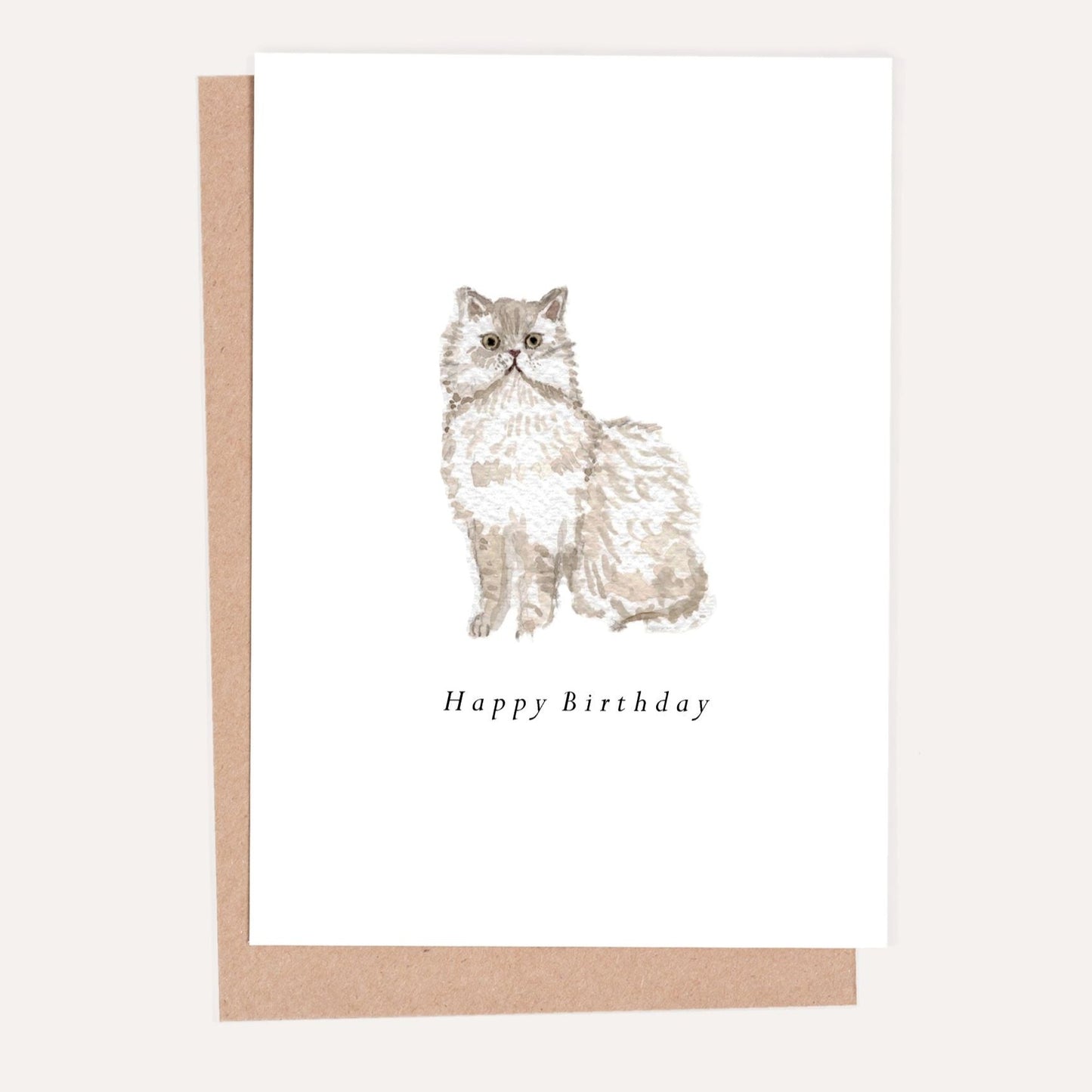 Persian Cat Birthday Card by HeatherLucyJ. Pet Portrait Cat Greeting Card