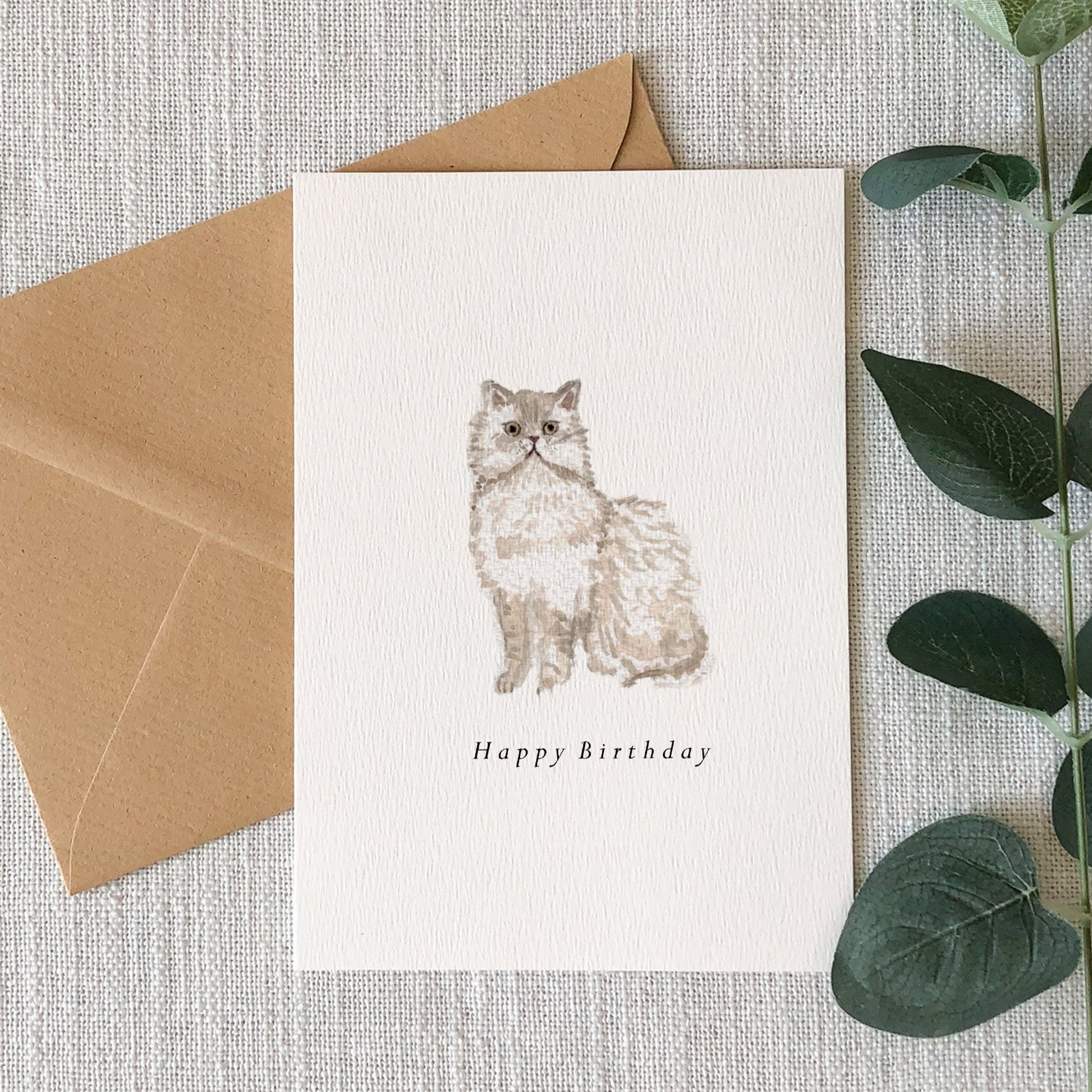 Persian Cat Birthday Card by HeatherLucyJ. Pet Portrait Cat Greeting Card