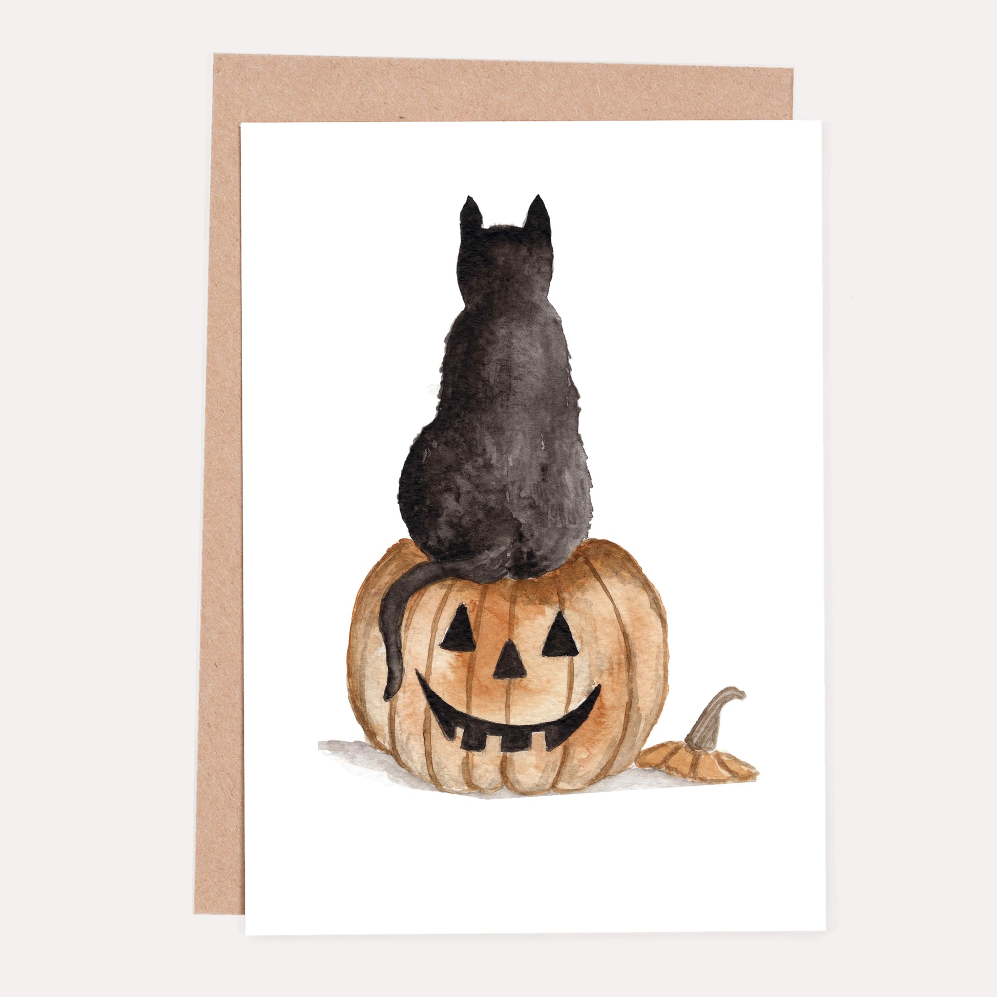 Halloween Pumpkin Cat Greeting Card by HeatherLucyJ