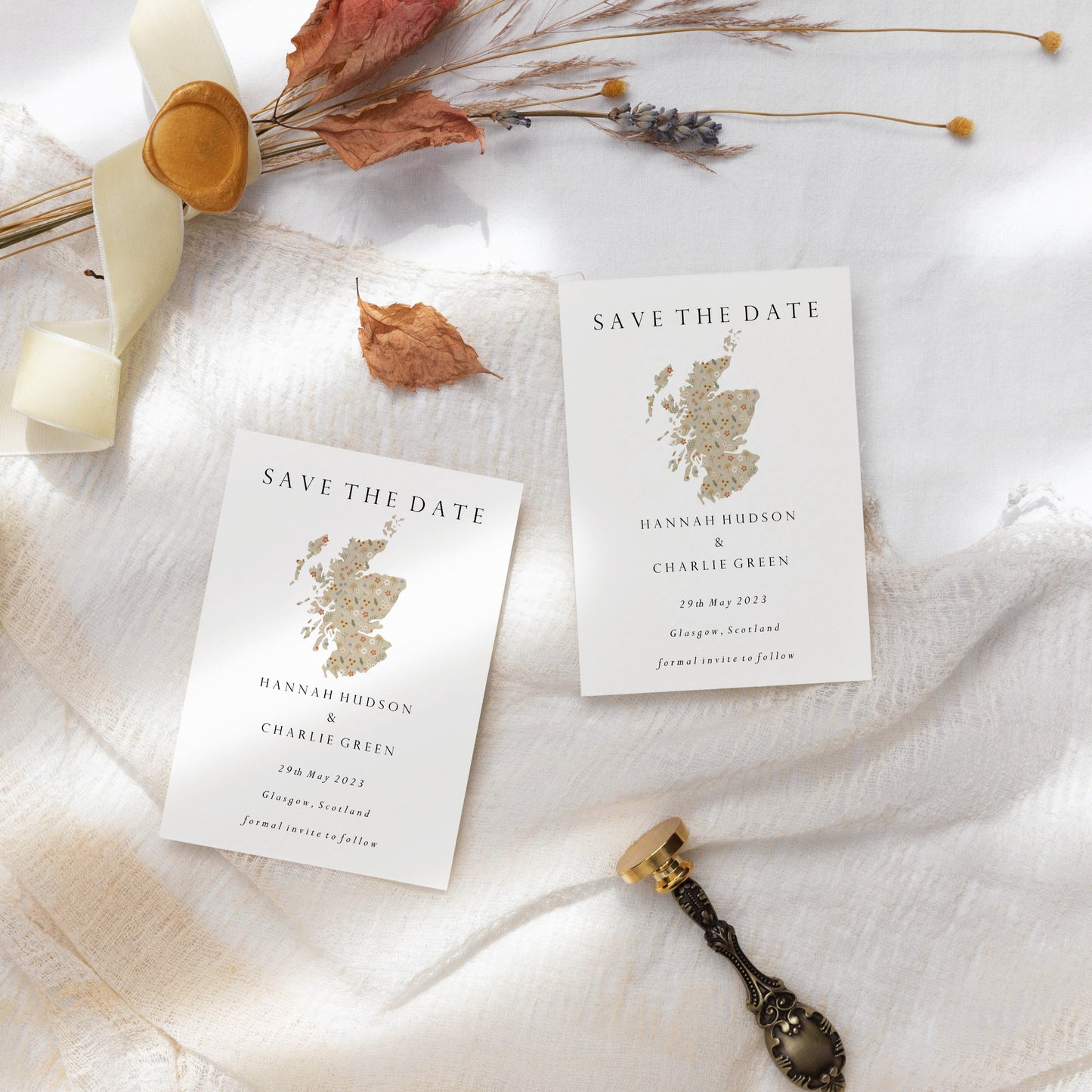 Scotland Floral Map Save the Date
